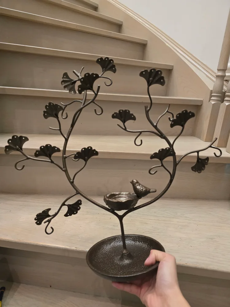 Large Metal Jewelry Tree Display Stand with Dish image indicator(5)