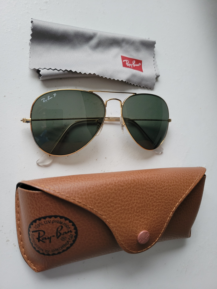 Ray-Ban Aviator Large Polarized Green/Gold Sunglasses - photo 2