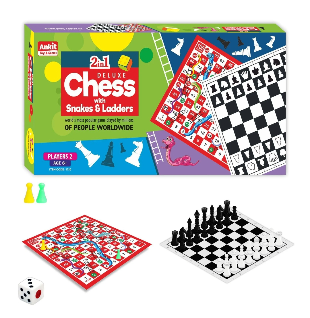 2-in-1 Deluxe Chess with Snakes and Ladders Board Game - photo 2