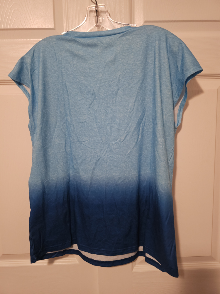 SHEIN Blue Ombre V-Neck T-Shirt - photo 2