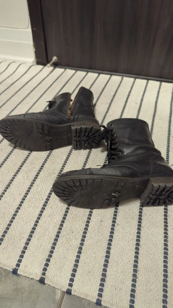 🧡 Black Leather Combat Boots image indicator(4)