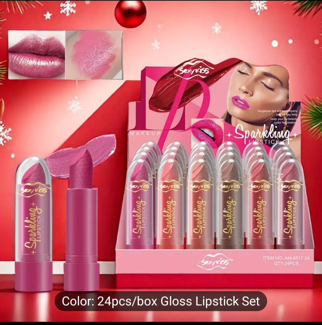 24pcs/box SexyKiss Sparkling Lipstick Set