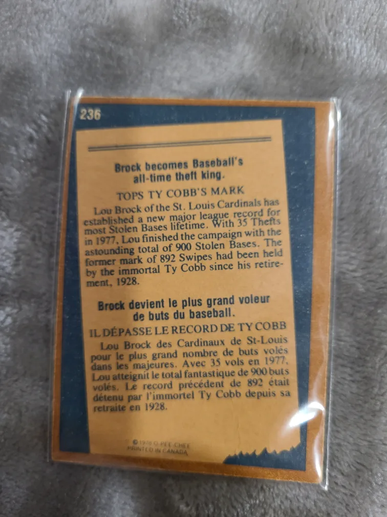 Lou Brock 1978 Topps Baseball Card image indicator(2)