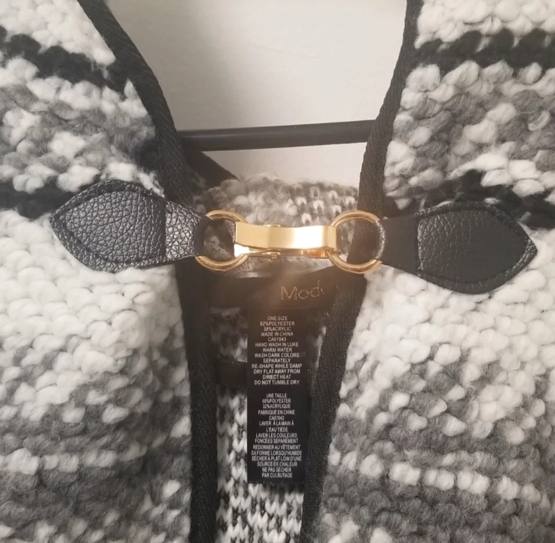 Black, White and Grey Poncho/ Cape image indicator(5)