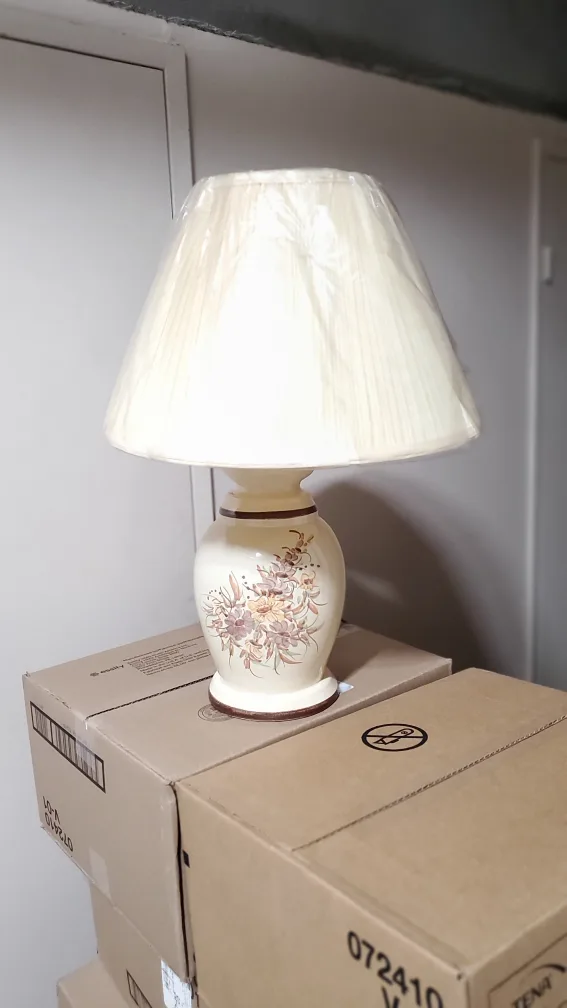 ( 4 ) LAMPS. 1- Brass Table Lamp with White Shade thumbnail