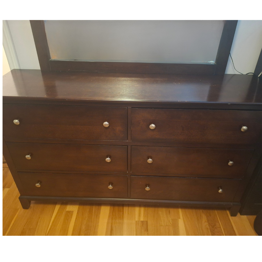 Dark Wood Dresser with Mirror - photo 2
