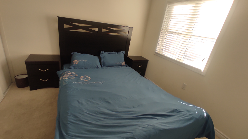 Queen Bed Frame with 2 Nightstands and Mattress Box