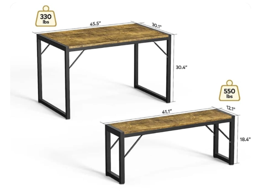 Rustic Farmhouse Dining Table and Bench Set - photo 3