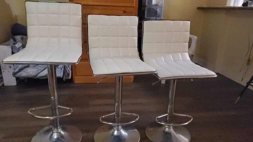 Set of 3 White Bar Stools selling Together