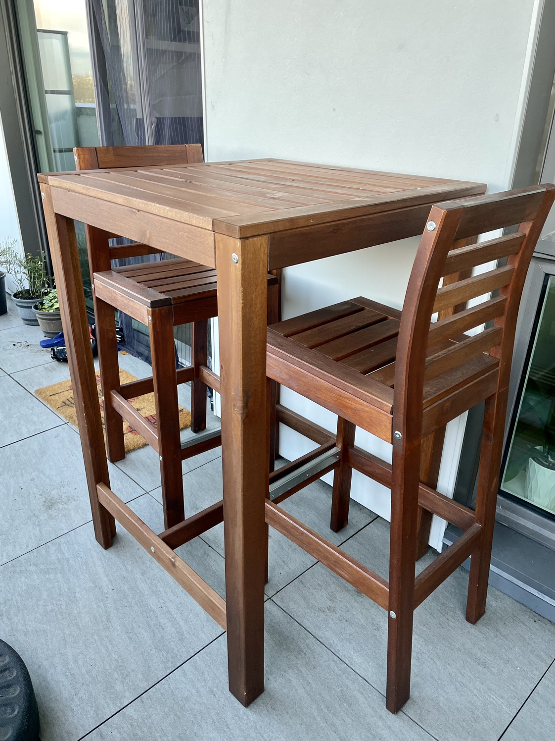 IKEA  High Top Patio Table and Two Stools