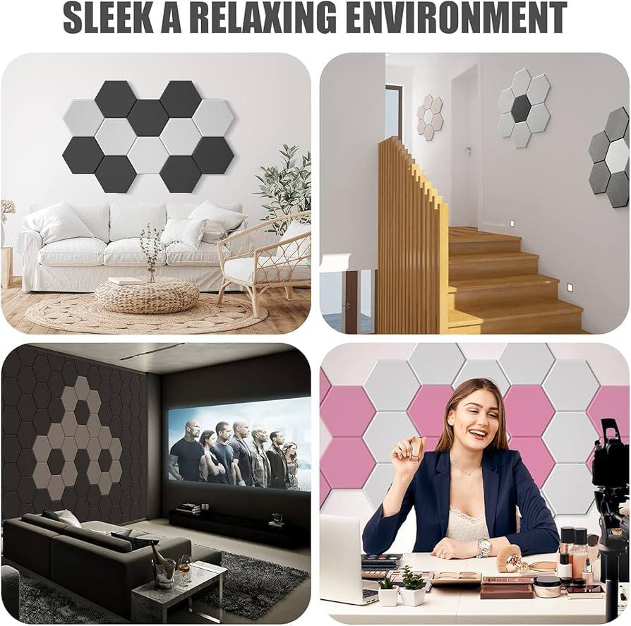 3D Hexagon Soundproof Wall Panels Acoustic Foam Tiles - photo 4