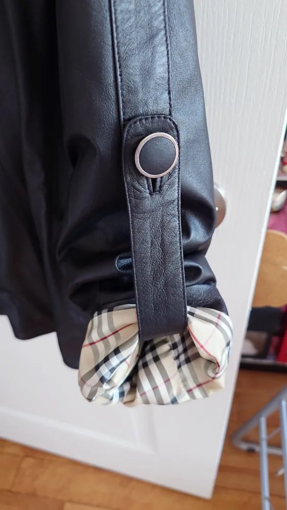 Black Leather Jacket with Hood image indicator(3)