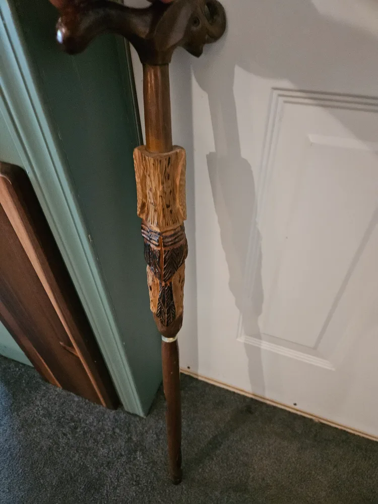 Hand Carved Wooden Walking Stick image indicator(4)