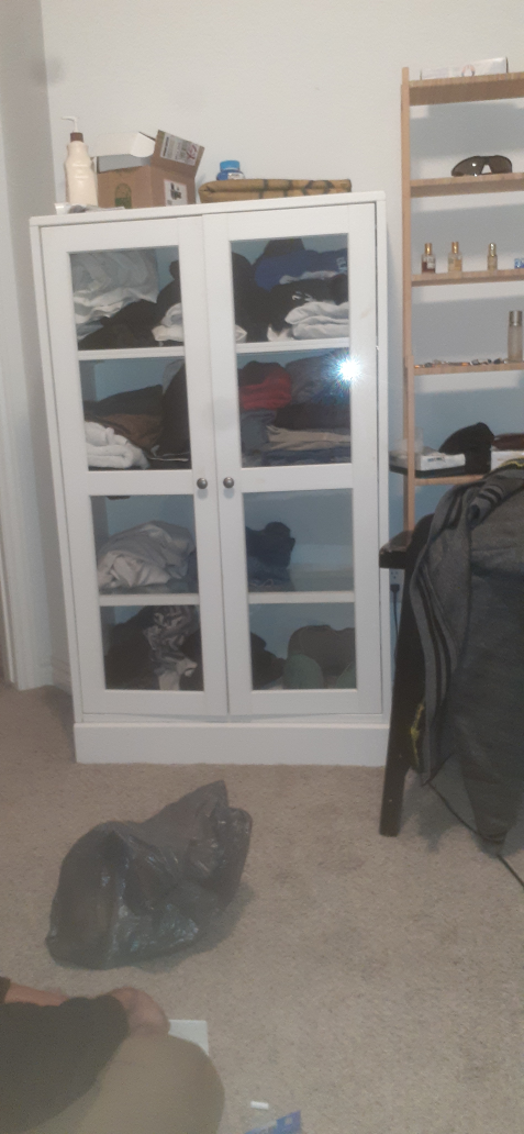 White Glass Door Cabinet