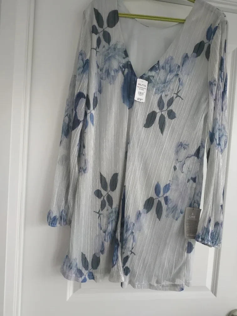 Silver dress with blue accents image indicator(2)