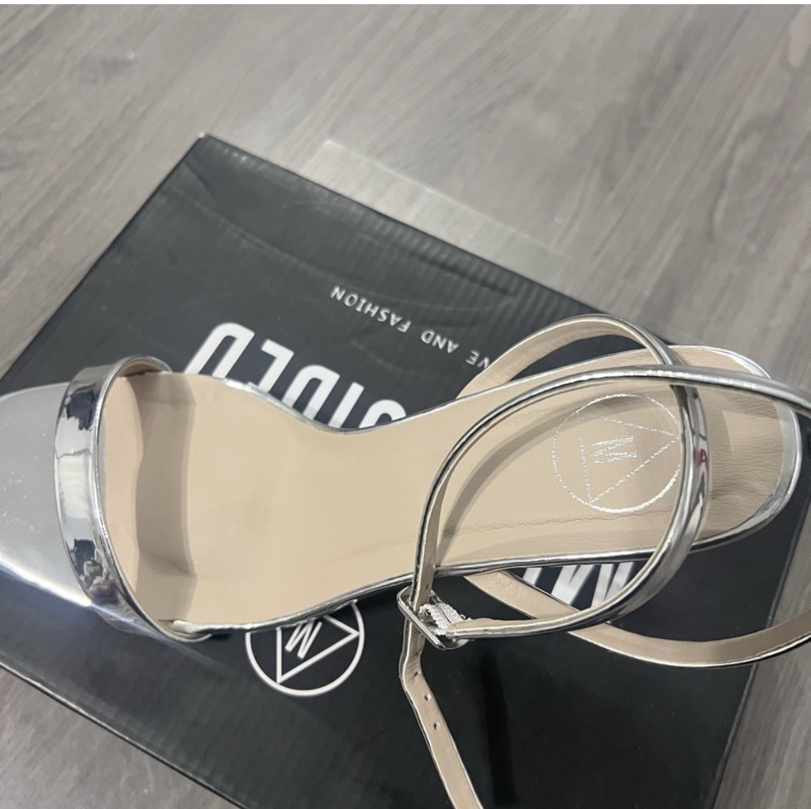 Missguided Silver sandals, Size US 7 would also fit a 7.5
