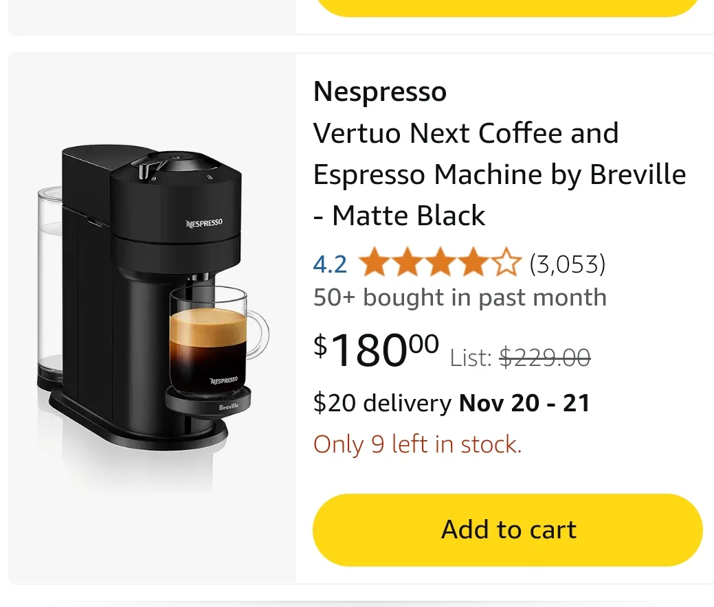 Nespresso Vertuo Coffee machine thumbnail