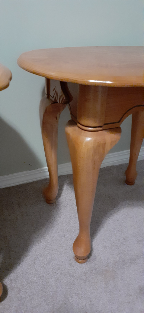 Two Antique French Provincial Solid Wood End Tables - photo 4