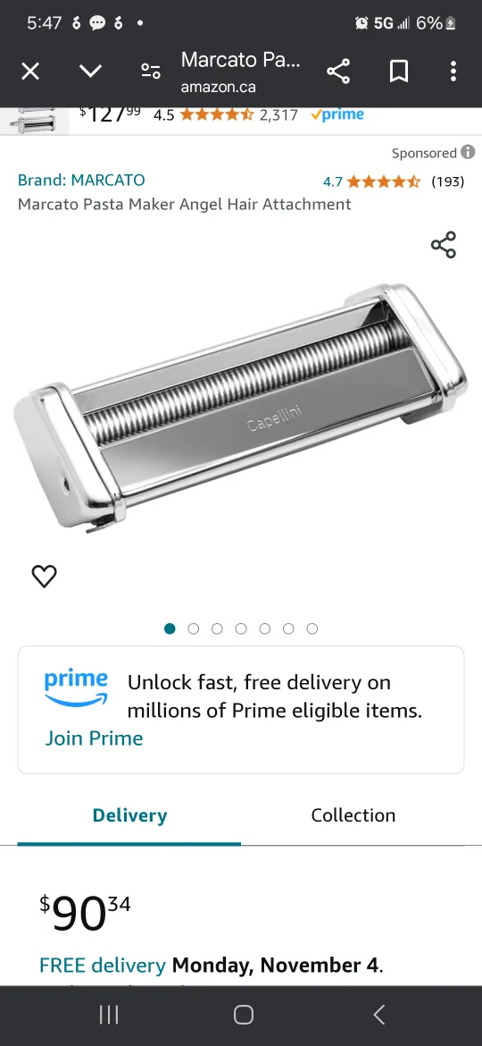 New Marcato Capellini Angel Hair Pasta Roller image indicator(6)