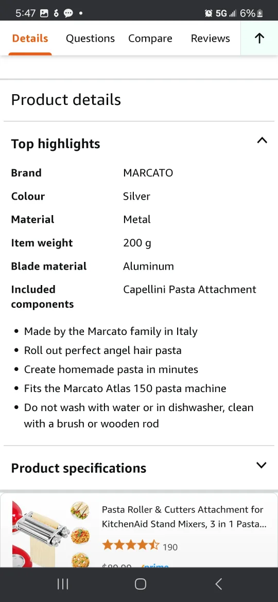 New Marcato Capellini Angel Hair Pasta Roller image indicator(7)
