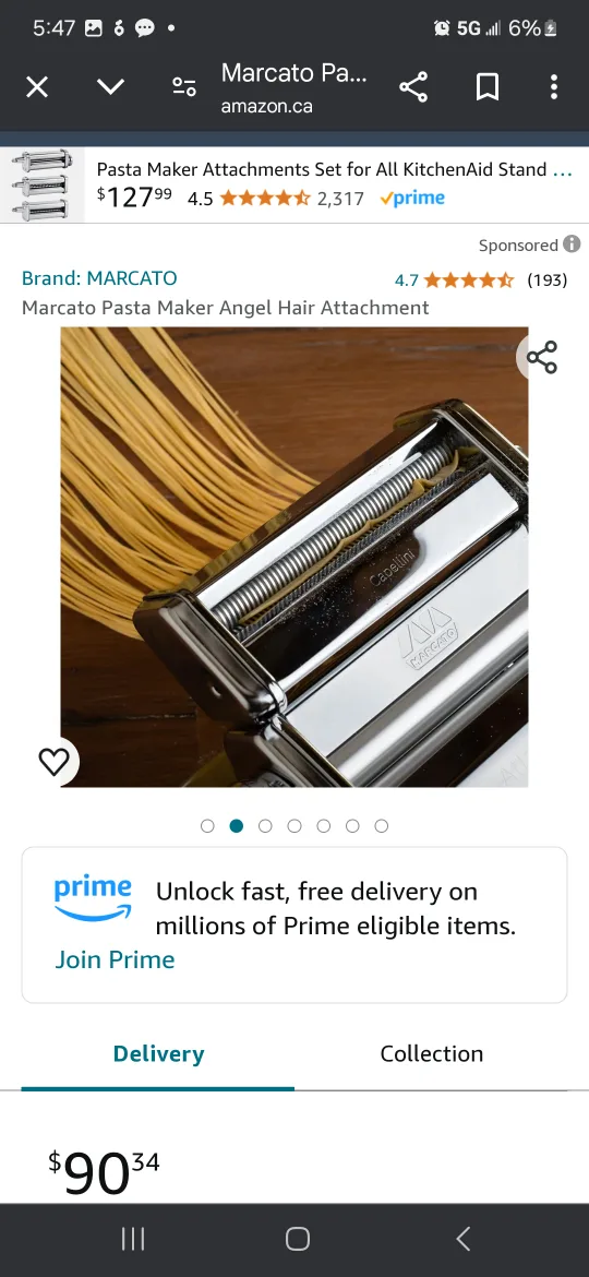 New Marcato Capellini Angel Hair Pasta Roller image indicator(8)