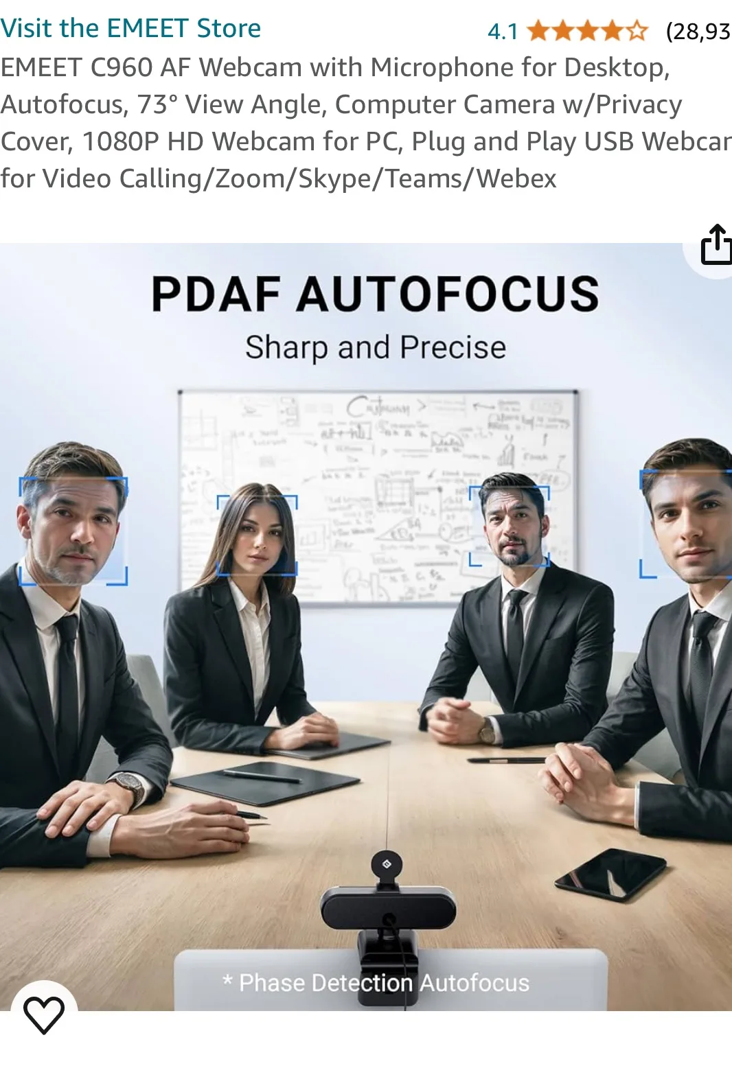 EMEET C960 AF Webcam with Microphone image indicator(4)