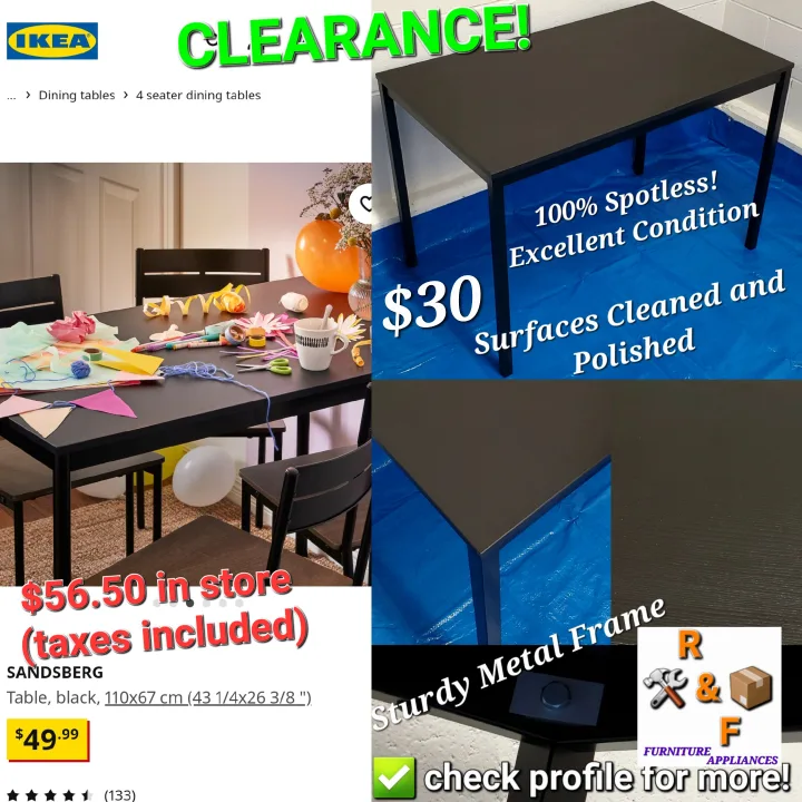 CLEARANCE! Ikea SANDSBERG Table black 110x67cm 43 1/4x26 3/8" thumbnail