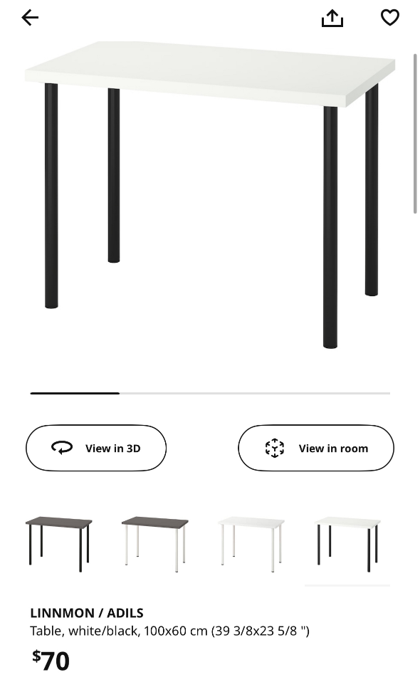 IKEA LINNMON/ADILS Desk - White/Black - photo 3