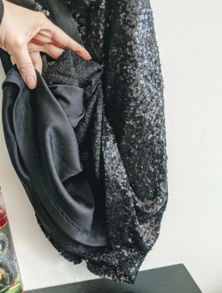 Black Sequin Dress with Satin Tie - photo 3