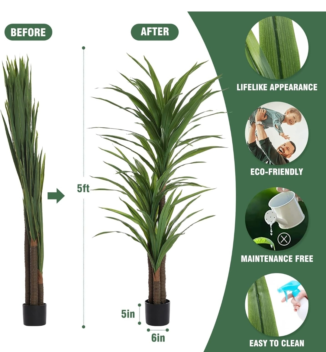 5ft Artificial Dracaena Plant - photo 3