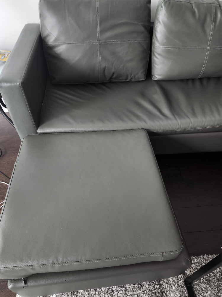Grey Leather Sectional Sofa with Ottoman - photo 2