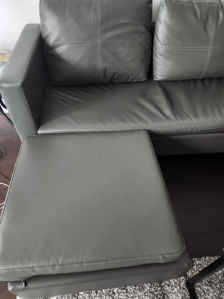 Grey Leather Sectional Sofa with Ottoman image indicator(2)