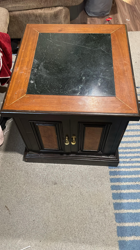 Marble Top End Table with Storage
