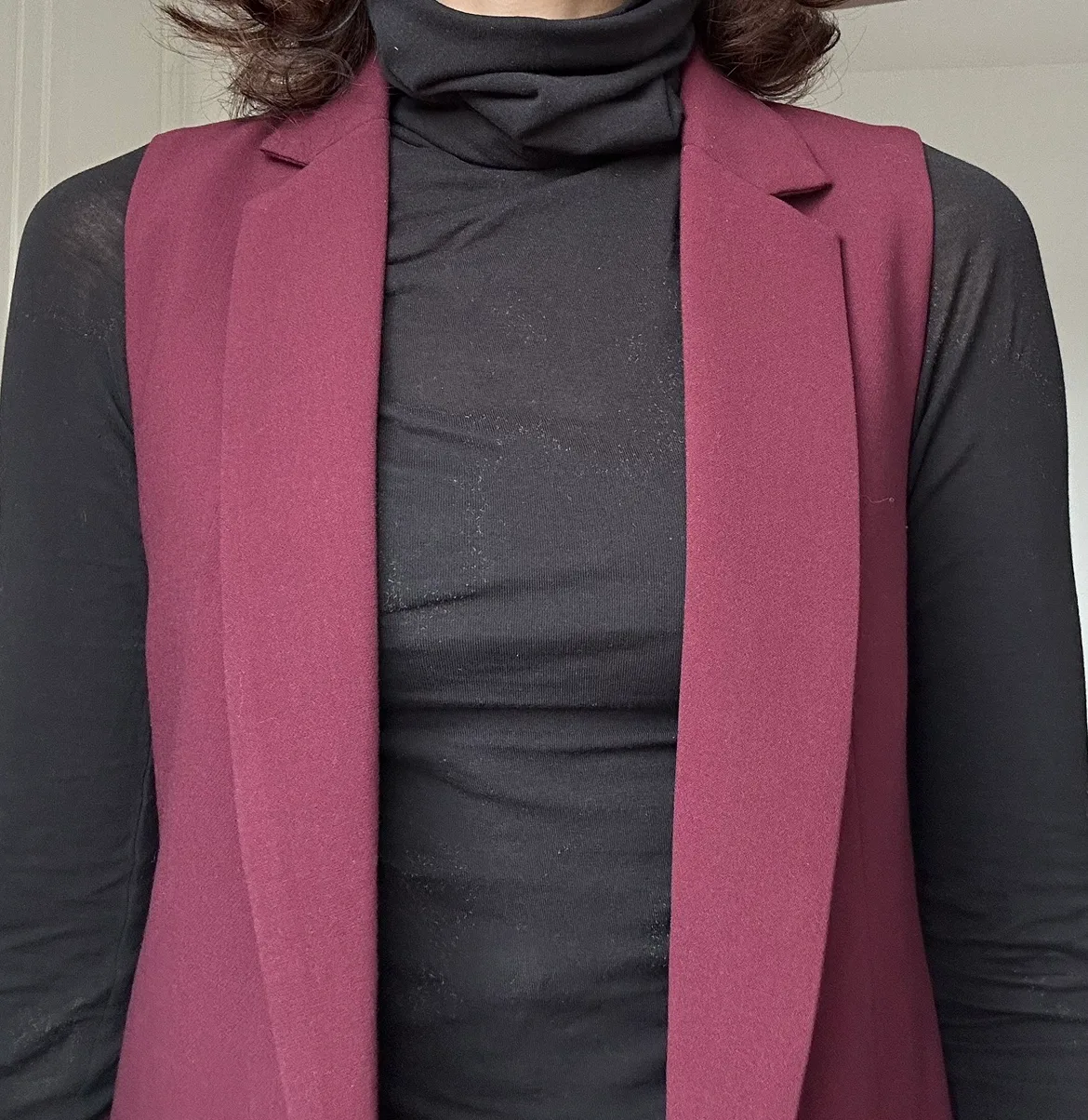 Twik Burgundy Sleeveless Blazer Vest image indicator(3)