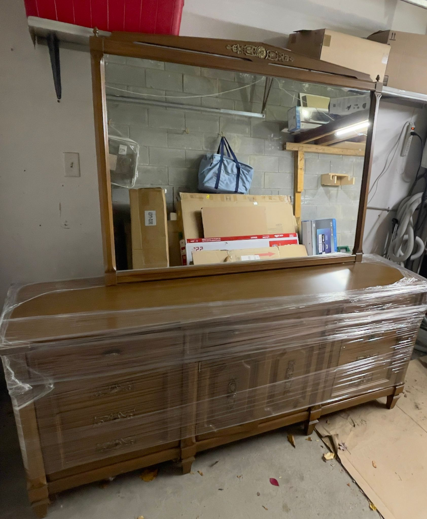 Vintage Dresser with Mirror + Glass Top