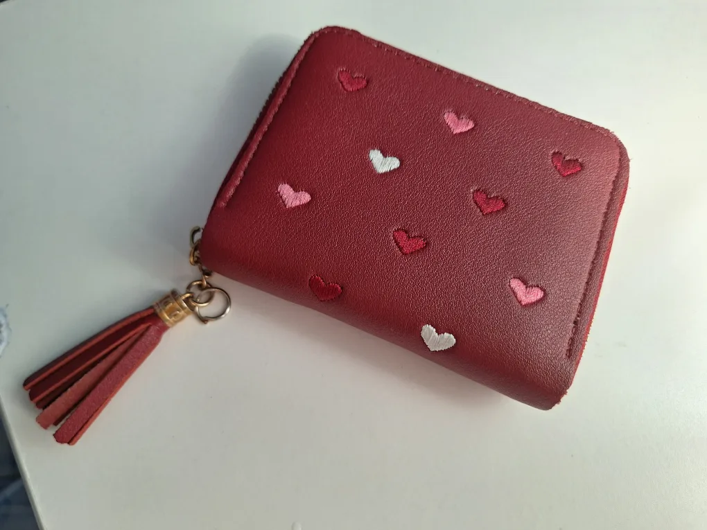 🧡Red Heart Zip-Around Wallet with Tassel thumbnail