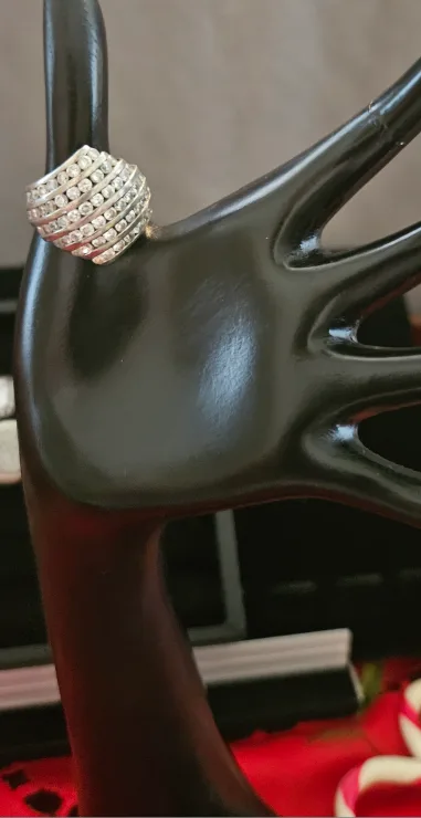 Sterling Silver 6 Row Clear Stone Cocktail/Statement Ring image indicator(2)