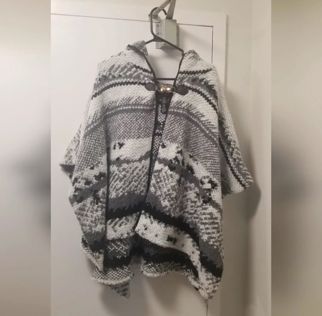 Black, White and Grey Poncho/ Cape image indicator(2)