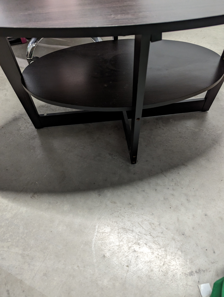 Black Oval Coffee Table with Shelf - photo 4