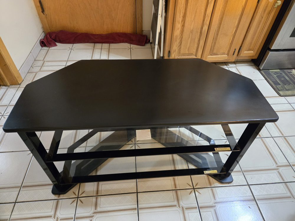 Black Corner TV Stand with Glass Shelves - photo 3