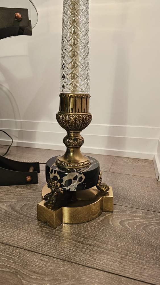 Vintage Crystal & Brass Floor Lamp
