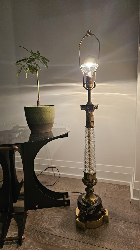 Vintage Crystal & Brass Floor Lamp - photo 4