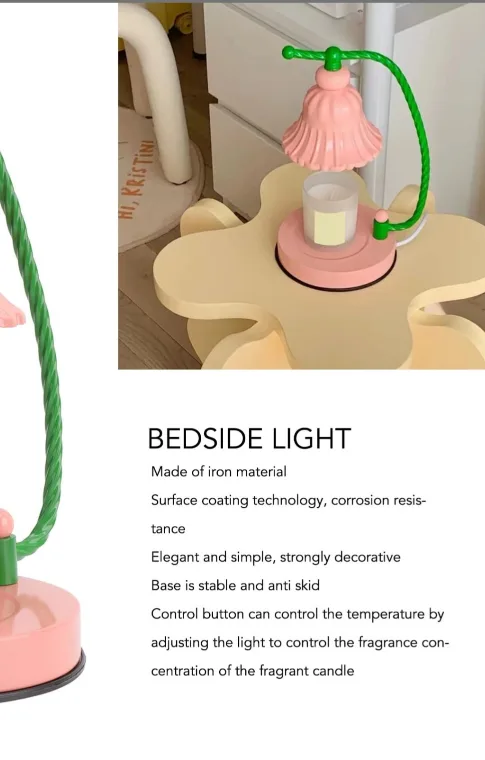 Pink and Green Floral Desk Lamp image indicator(3)