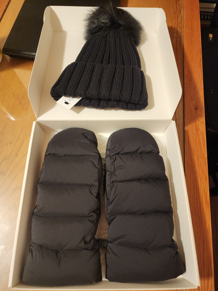 Brand new Aritzia Black Pom Pom Beanie and Mitten Set