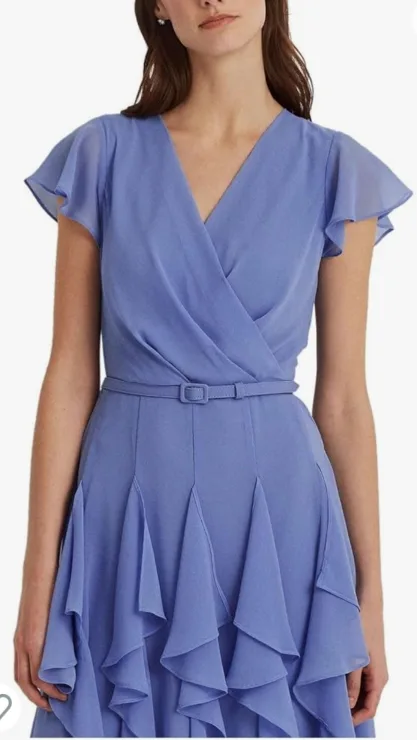 NEW Ralph Lauren Women's Ruffle-Trim Chiffon Dress - Size 8 image indicator(3)