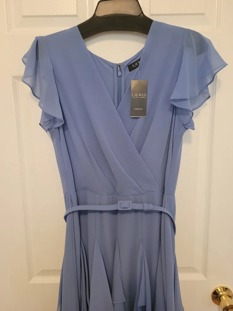 NEW Ralph Lauren Women's Ruffle-Trim Chiffon Dress - Size 8 image indicator(7)