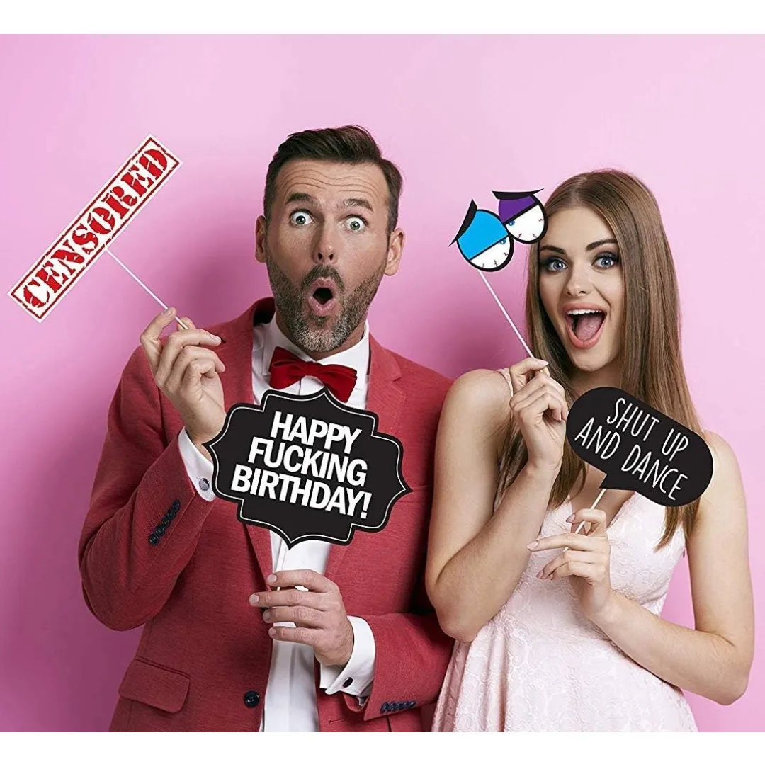 Funny Birthday Photo Booth Props - 45 Pieces thumbnail