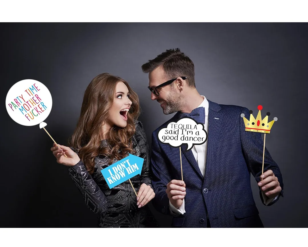 Funny Birthday Photo Booth Props - 45 Pieces image indicator(2)