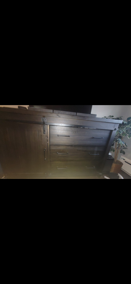 5 Drawer Dresser with Sliding Door, Rustic Look - photo 3