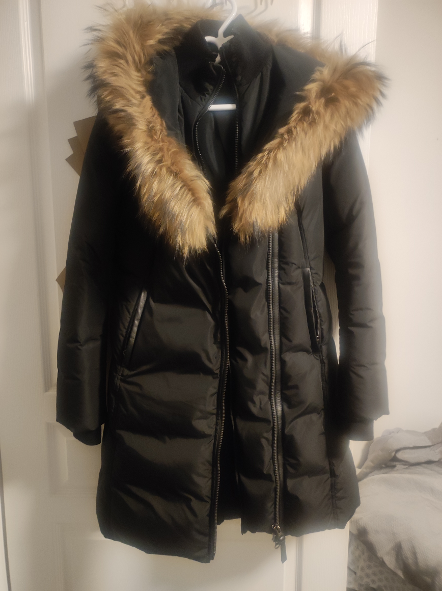 Black Winter Coat with Fur Hood